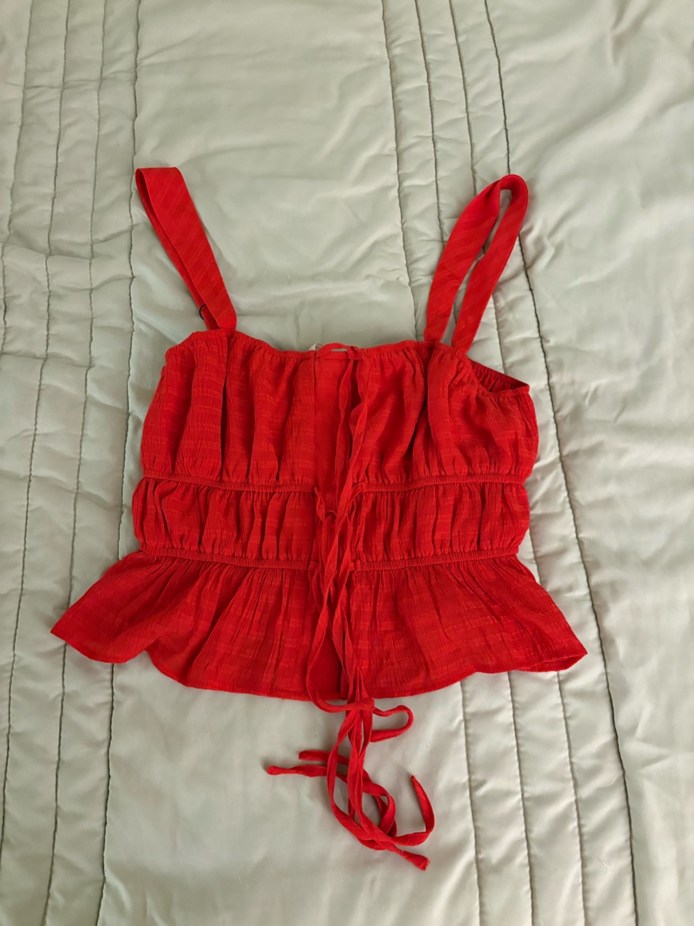 REVOLVE More To Come Women’s Red Ruched Tie-Front Tank Top NWT